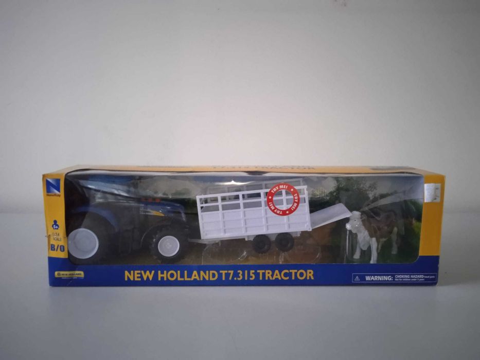 Ciągnik New Holland T7 340 z Przyczepą Zabawka Model 1:24