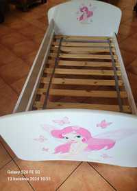 Łóżko dziecięce dla dziewczynki 80/160  z materacami i barierkami