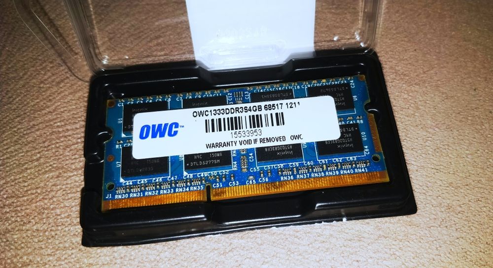 Дві планки оперативної пам'яті OWC SODIMM DDR3 4Gb 1333MHz PC3-10600S