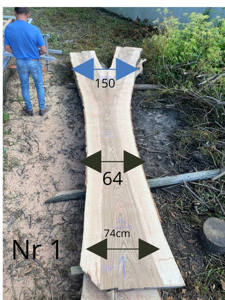 Deski Monolity Jesionowe średnica 80- 160 cm Długość 5m