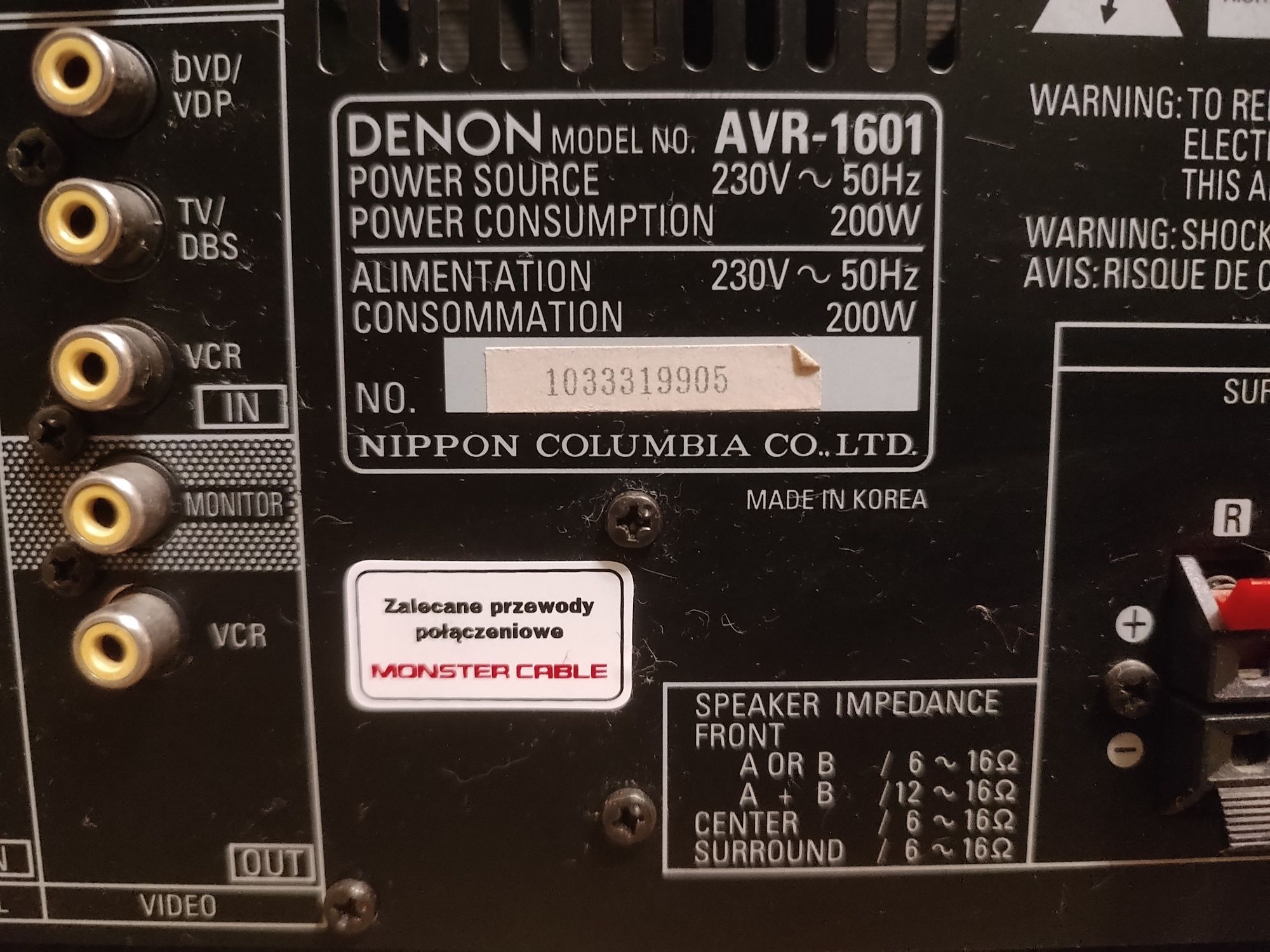 Denon CD DCD-660, Denon Amplituner AVR-1601, Kolumny HECO, pilot