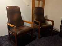 Krzesła fotele drewniane wysokie oparcie vintage retro design 4 szt.