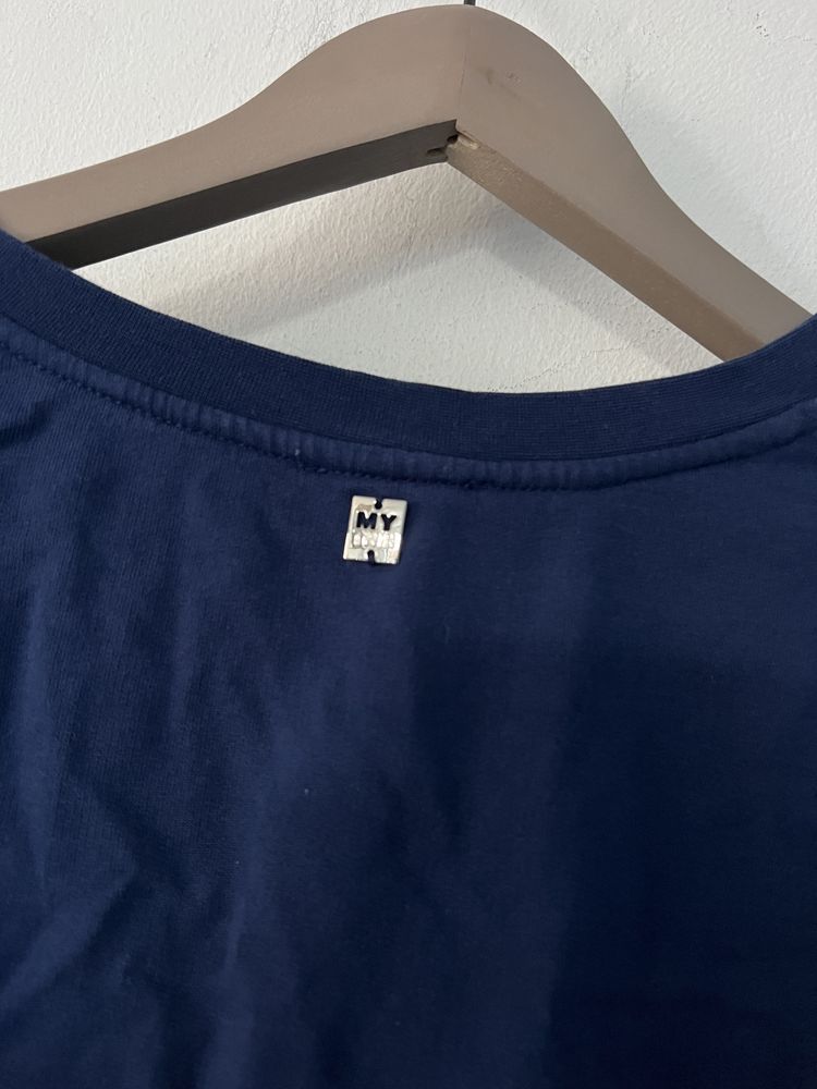 Twin Set granatowa bluza z aplikacją i ściągaczem