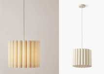 Designerska lampa wisząca z lnu Lucina Jasny beż Ø35xH31cm
