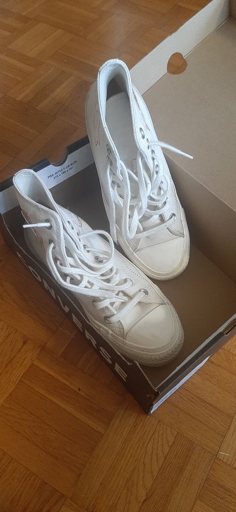 Trampki converse, wysokie, białe, R.37.  NOWE!!!