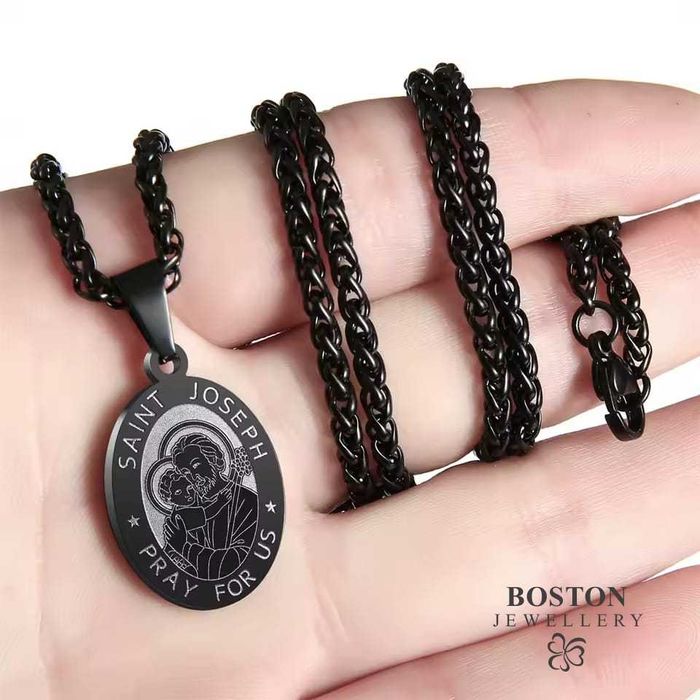 Srebrny Łańcuszek z Medalikiem ze Świętym Józefem Splot Królewski 60cm