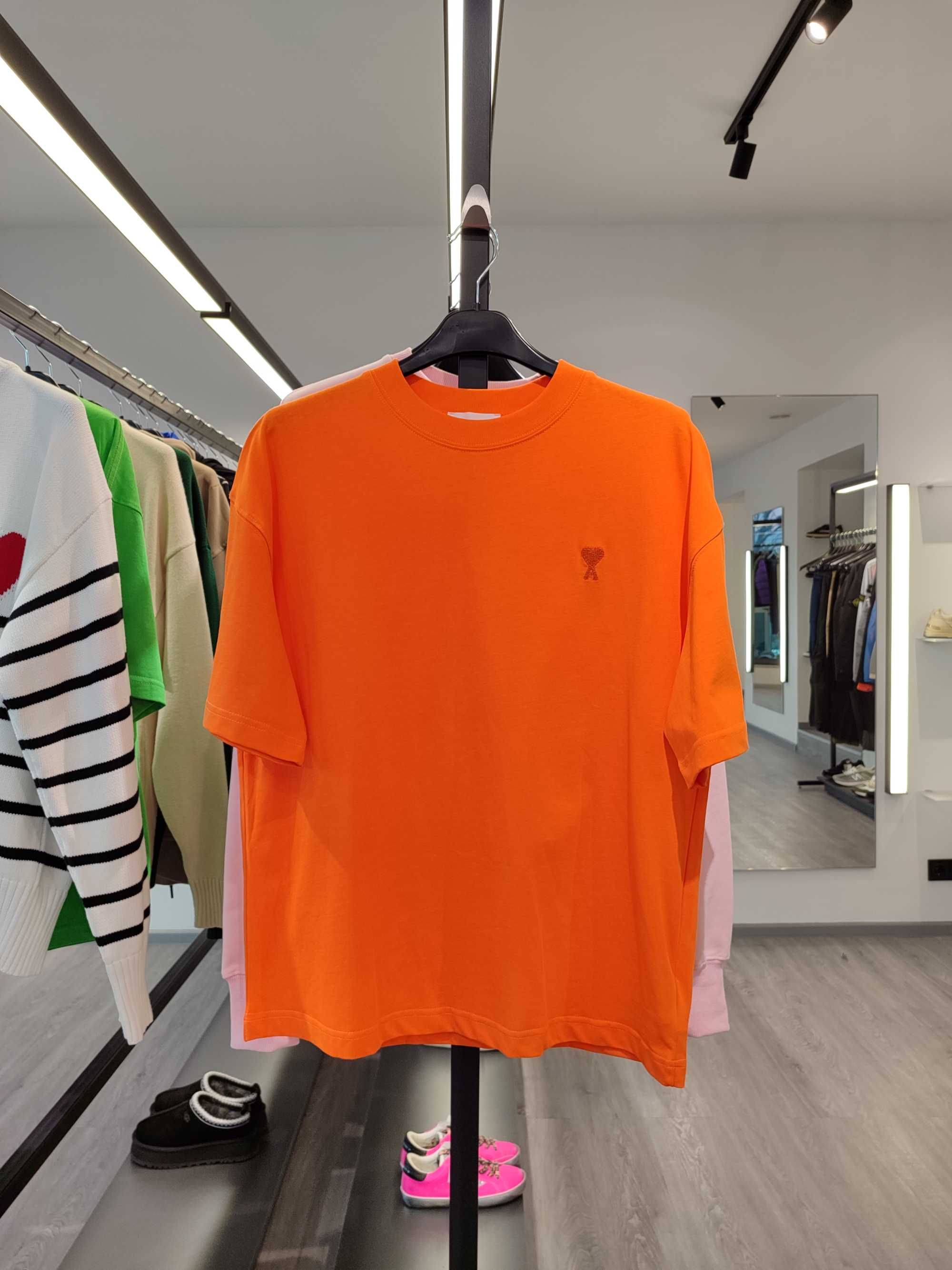 Футболка AMI Paris T-Shirt Tonal Small Ads Orange