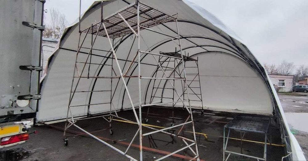 Тентовий арочний намет 16*8*4 метри, ангар, теплиця, склад