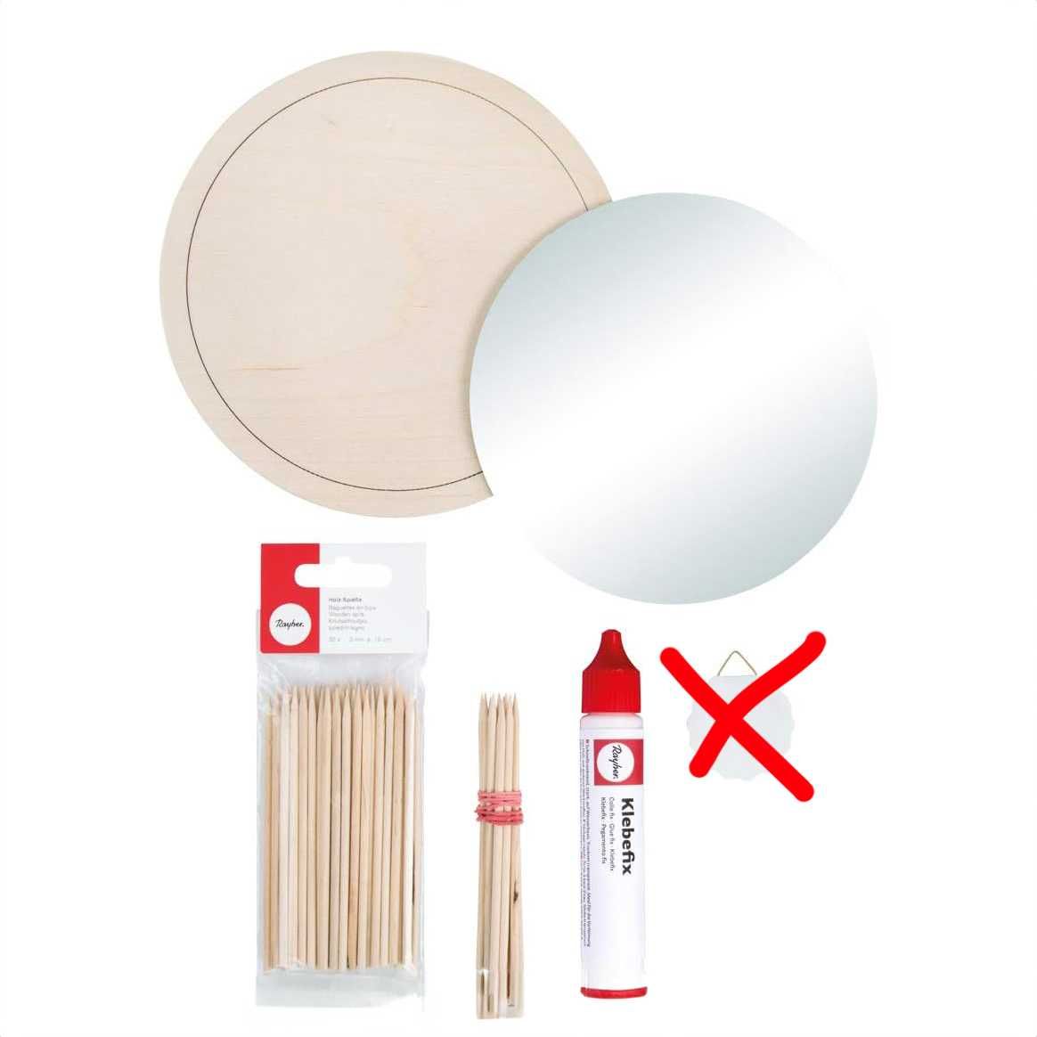 Zestaw do diy - Lustro słoneczne z promieniami patyczków drewnianych