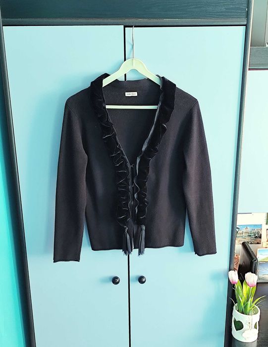 Gerry Weber elegancki sweter kardigan z falbankami premium