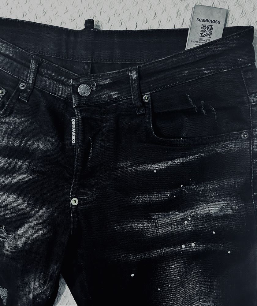 Spodnie Dsquared2 jeansowe nakrapiane czarne