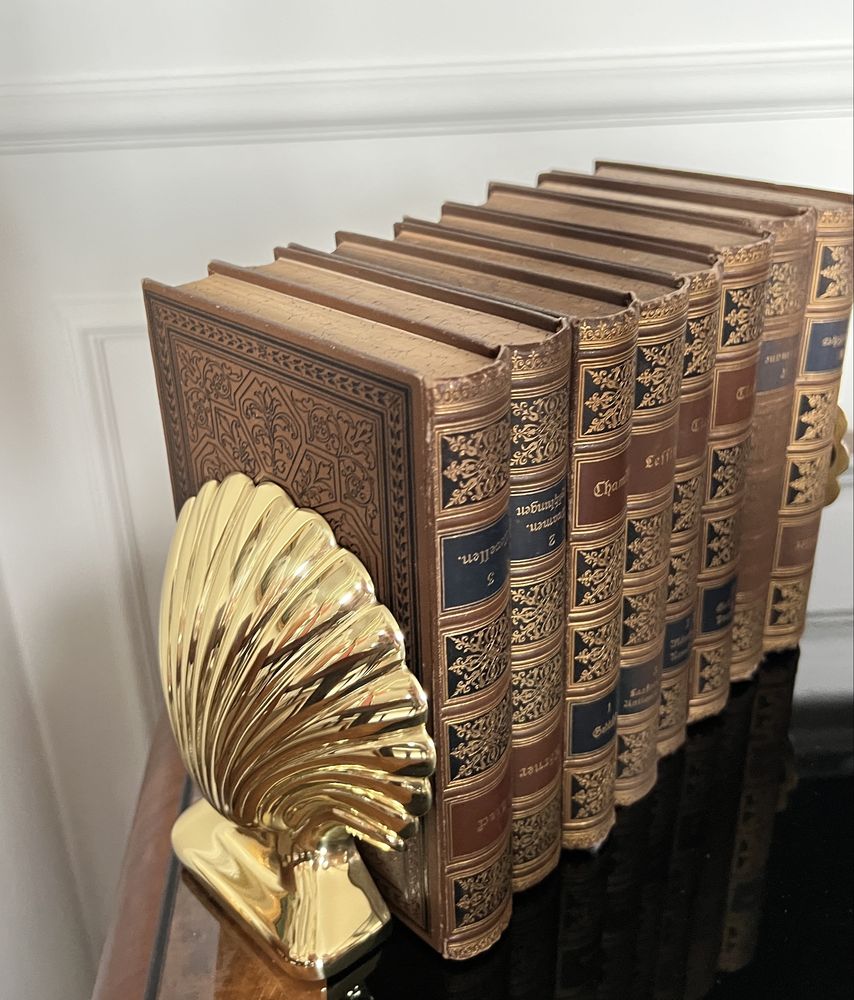 Podpórki na książki bookend seashell shell muszle muszelki mosiądz