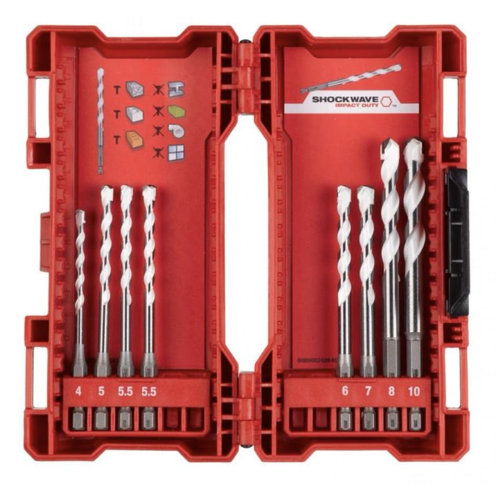 Набір свердел універсальних Milwaukee Shockwave 8 шт 4-10, 4-12 мм