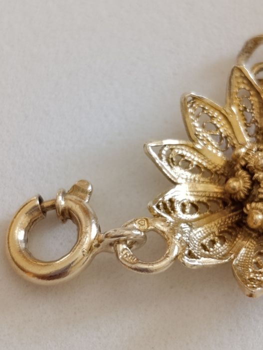 Pulseira vintage de prata dourada