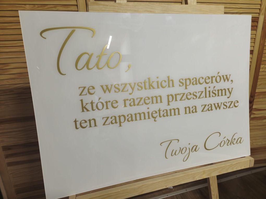 Tablica weselna tato ze wszystkich spacerów biało-złota