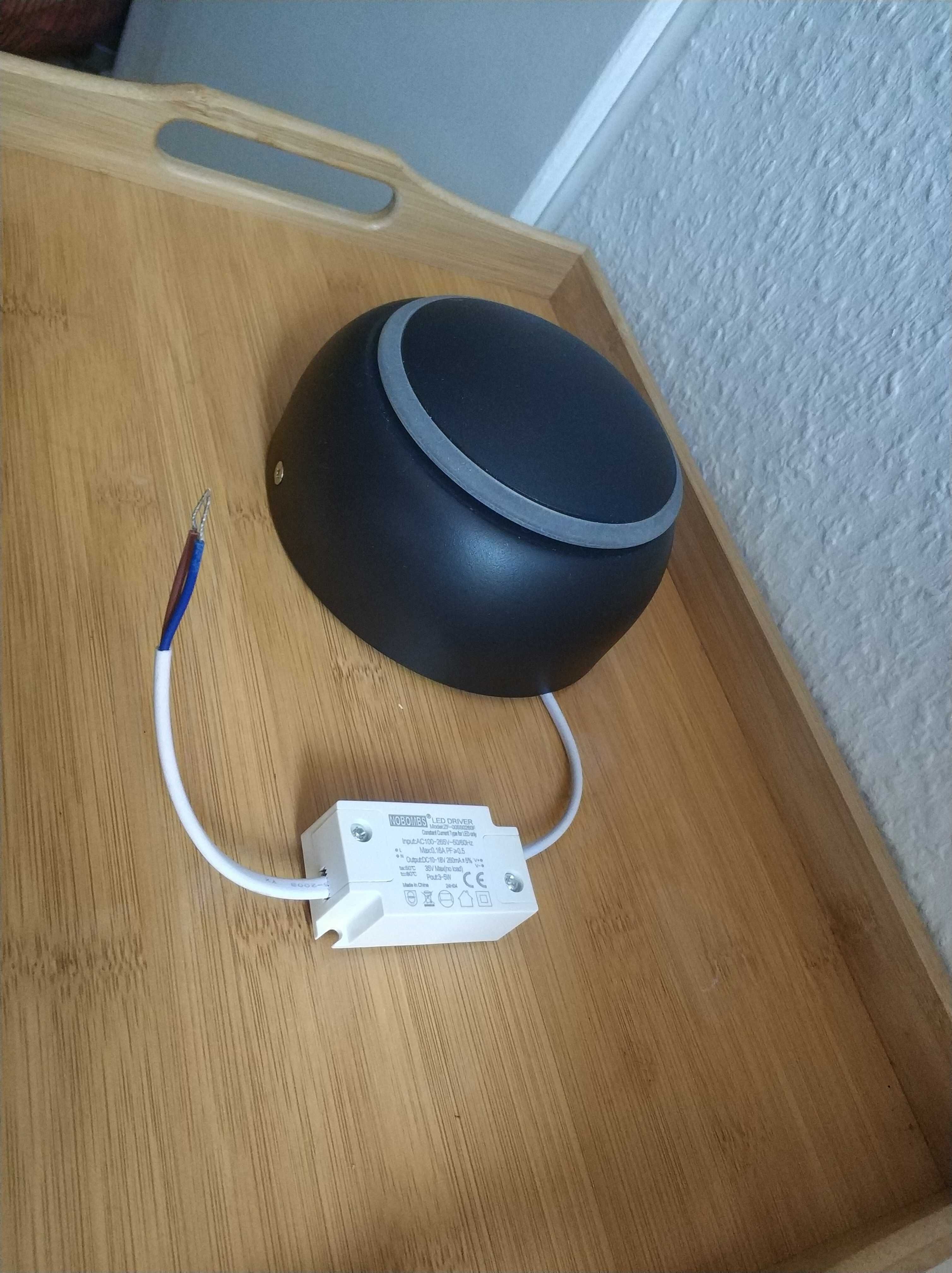 Lampa LED Okrągła Lampka na ścianę ścienna Czarna Plafon kinkiet