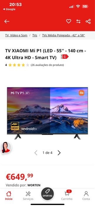 TV XIAOMI Mi P1 (LED - 55'' - 140 cm - 4K Ultra HD - Smart TV)