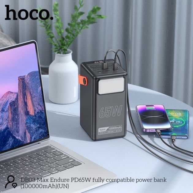 Power bank 65w для ноутбука Hoco DB03 Max 100000mah павербанк