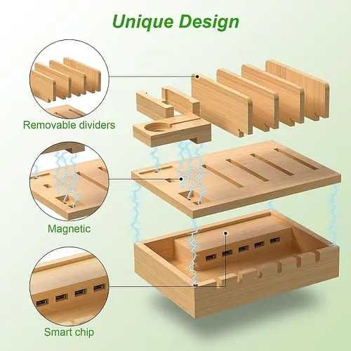 Бамбукова зарядна док станція Bamboo