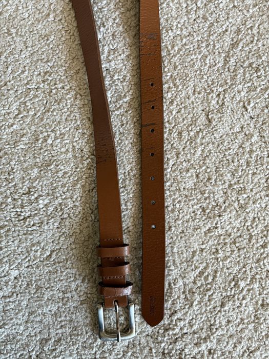 Brązowy klasyczny skórzany pasek damski Ochnik 90