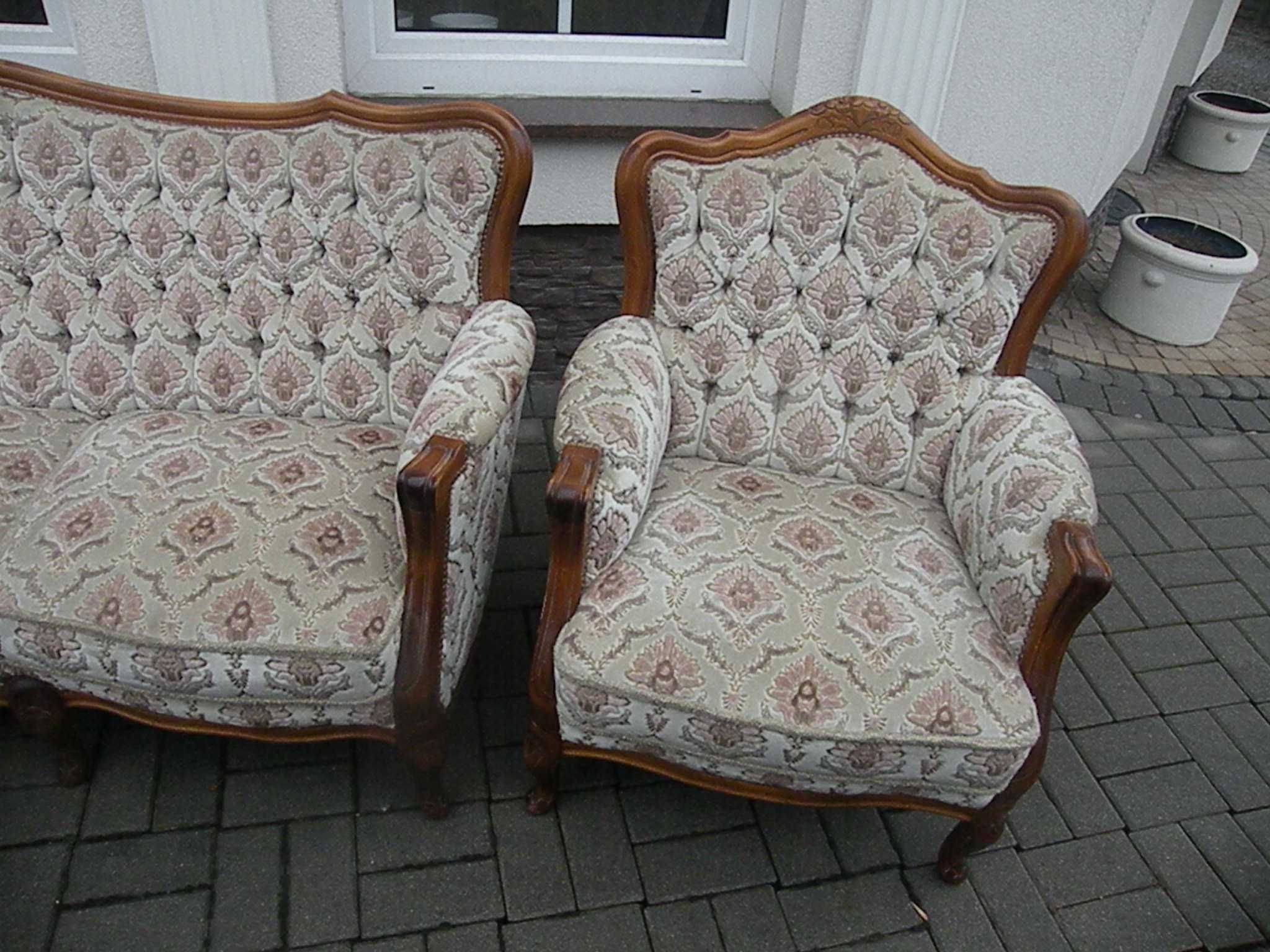 Sofa i 2 Fotele w Stylu Ludwika