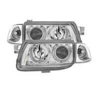 FARÓIS FRONTAIS ANGEL EYES PARA OPEL ASTRA F FUNDO CROMADO H1-H7