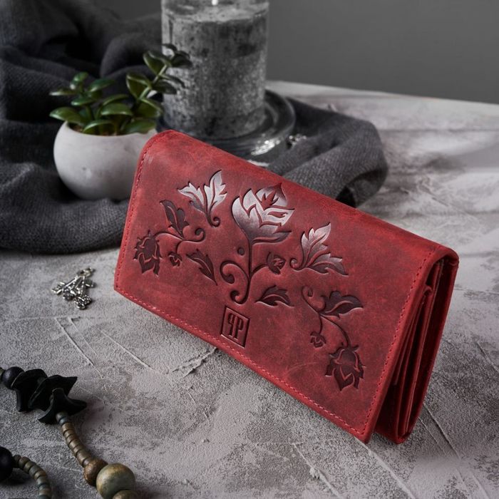 portfel damski vintage skórzany w kwiaty paolo peruzzi t-44-rd