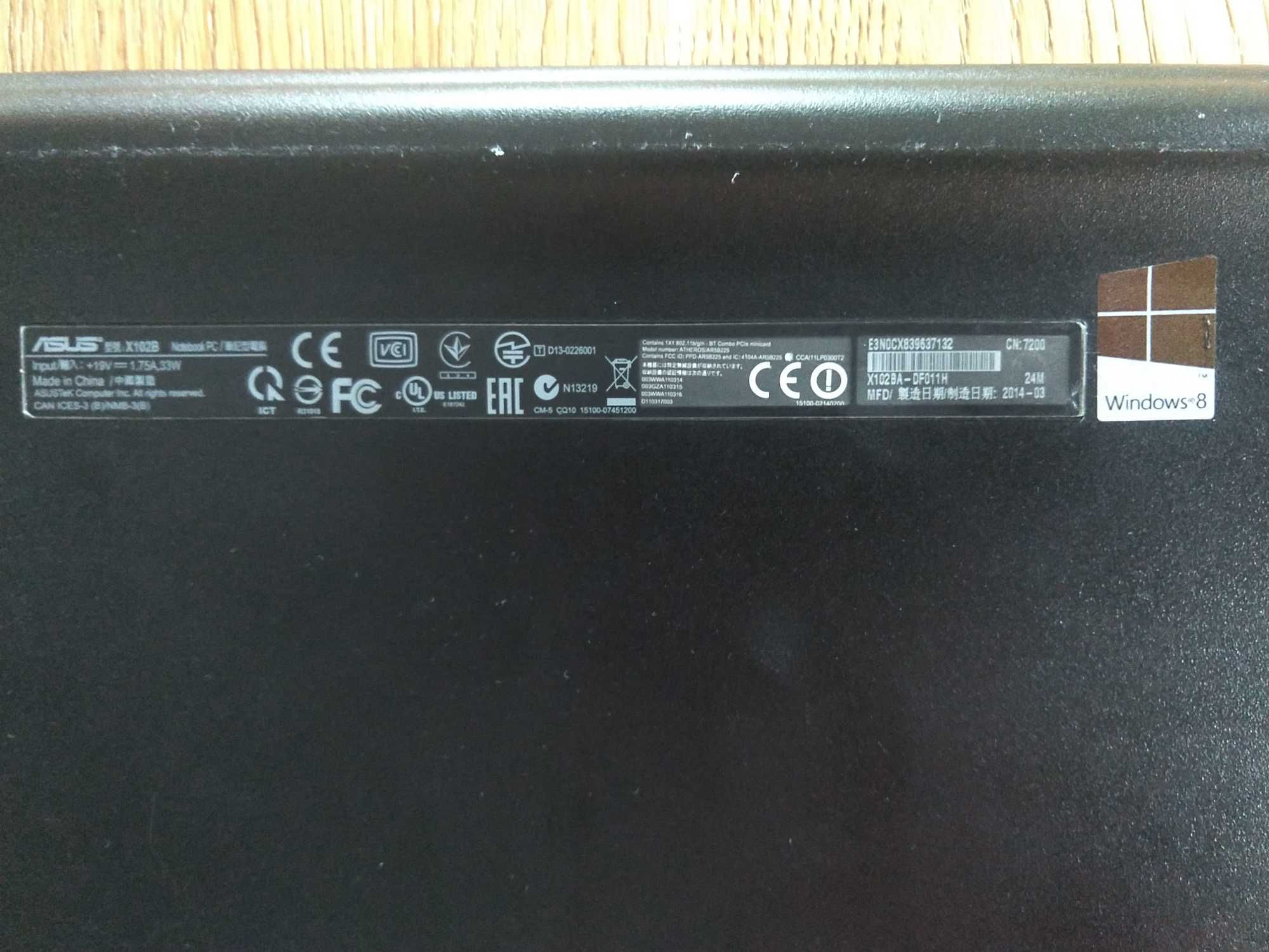 NetBook Asus X102BA - dotykowy ekran