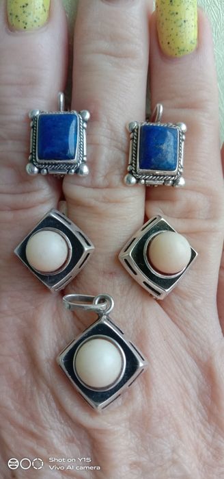 Наборы из натуральных камней и серебяные