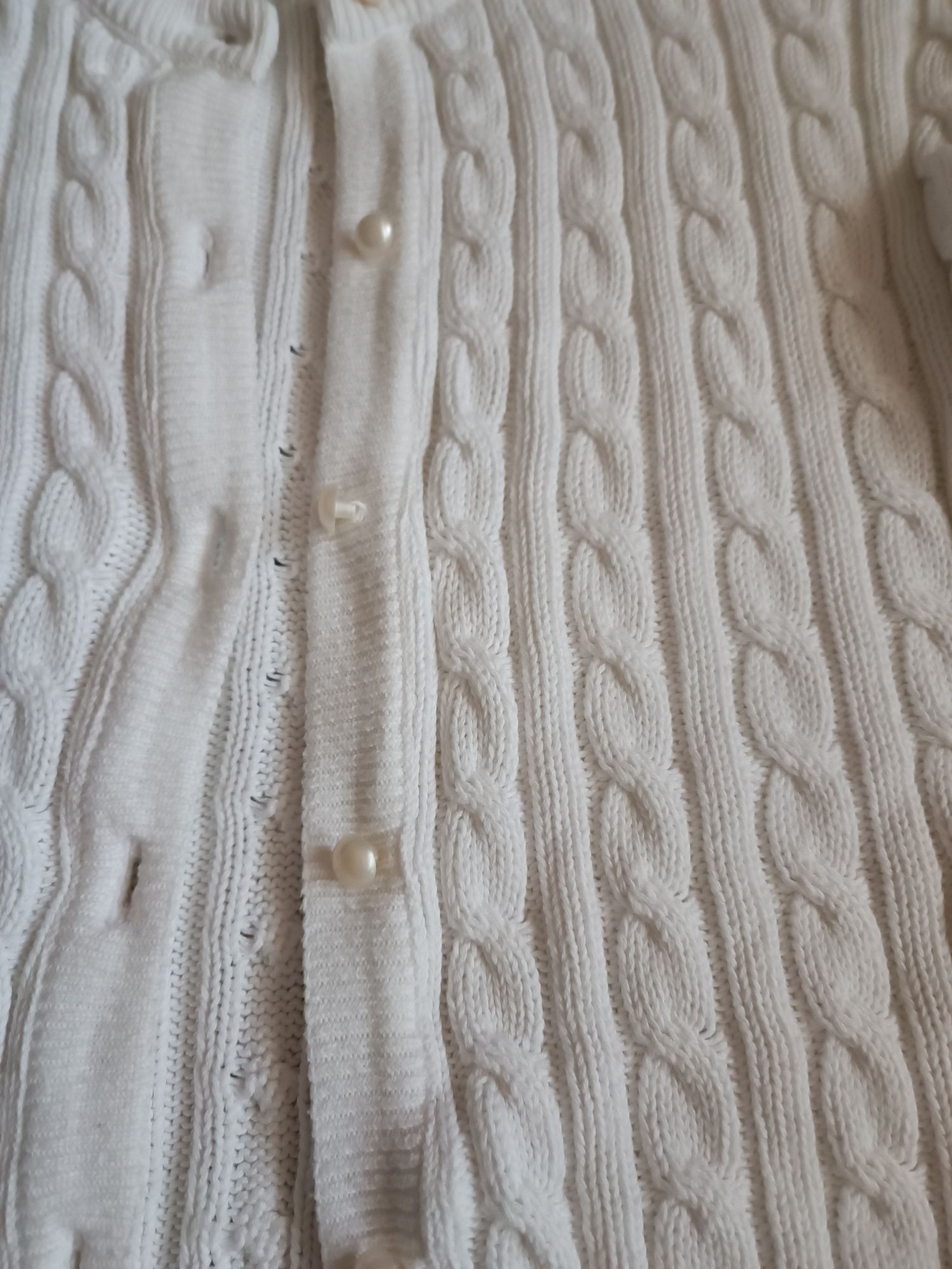 Sweter biały bawełna warkocze dziewczęcy