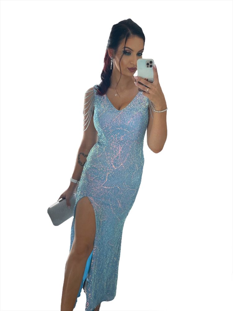 Cekinowa sukienka maxi CAMELEON