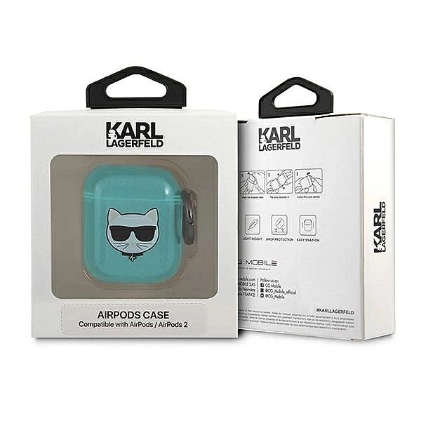 Etui Karl Lagerfeld Choupette na AirPods 1/2 - niebieskie