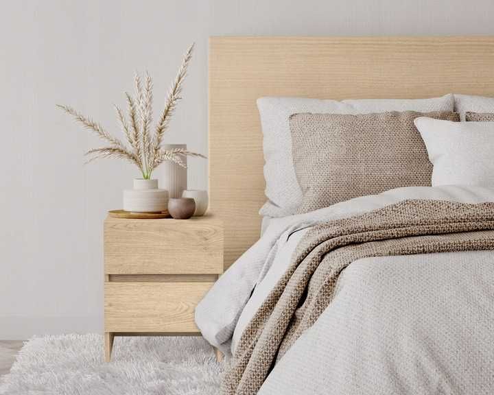 Stolik nocny ESSENZIO dąb Cremona – szafka nocna z dwiema szufladami