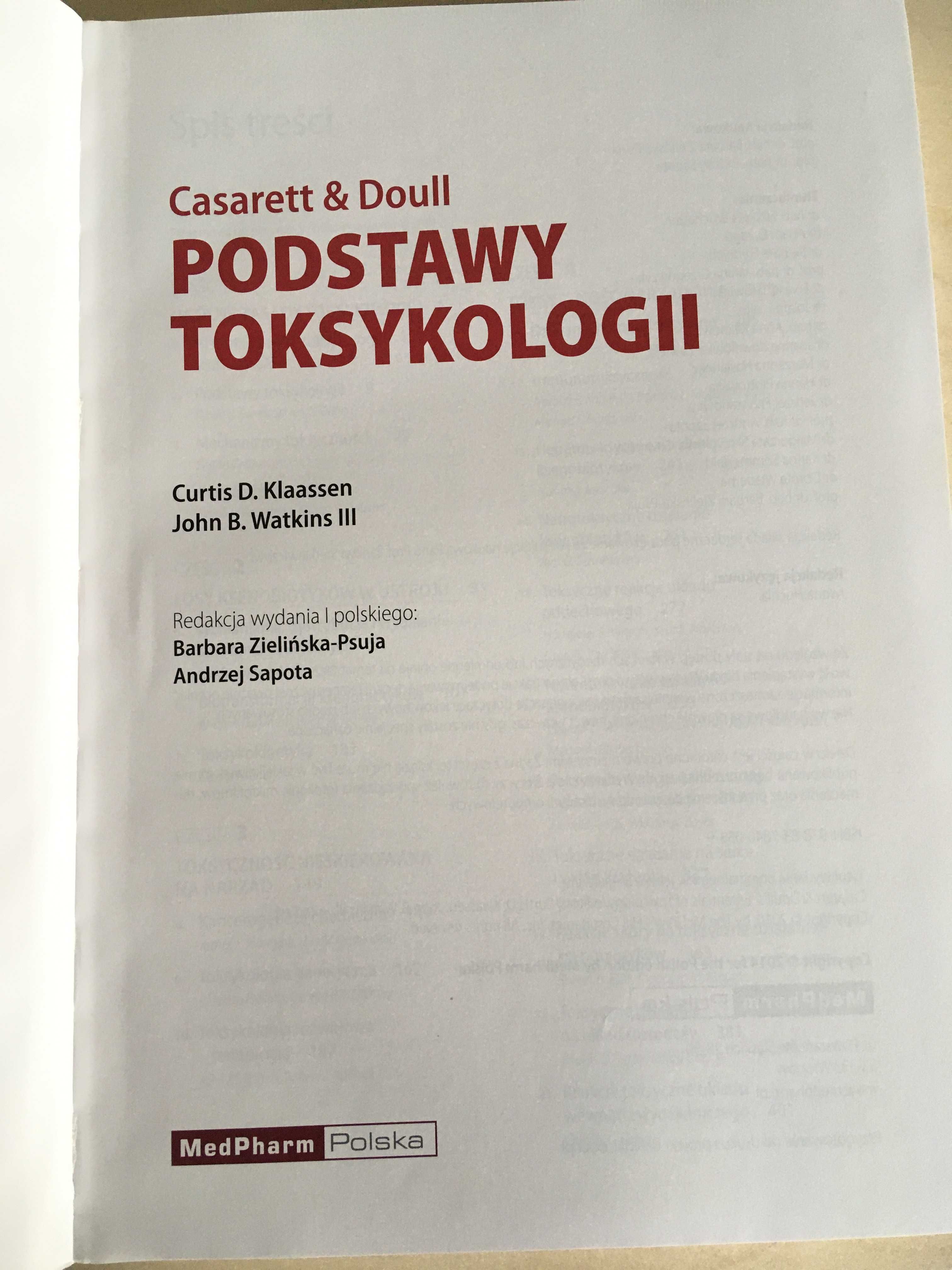 Podstawy toksykologii Casarett&Doull podręcznik akademicki