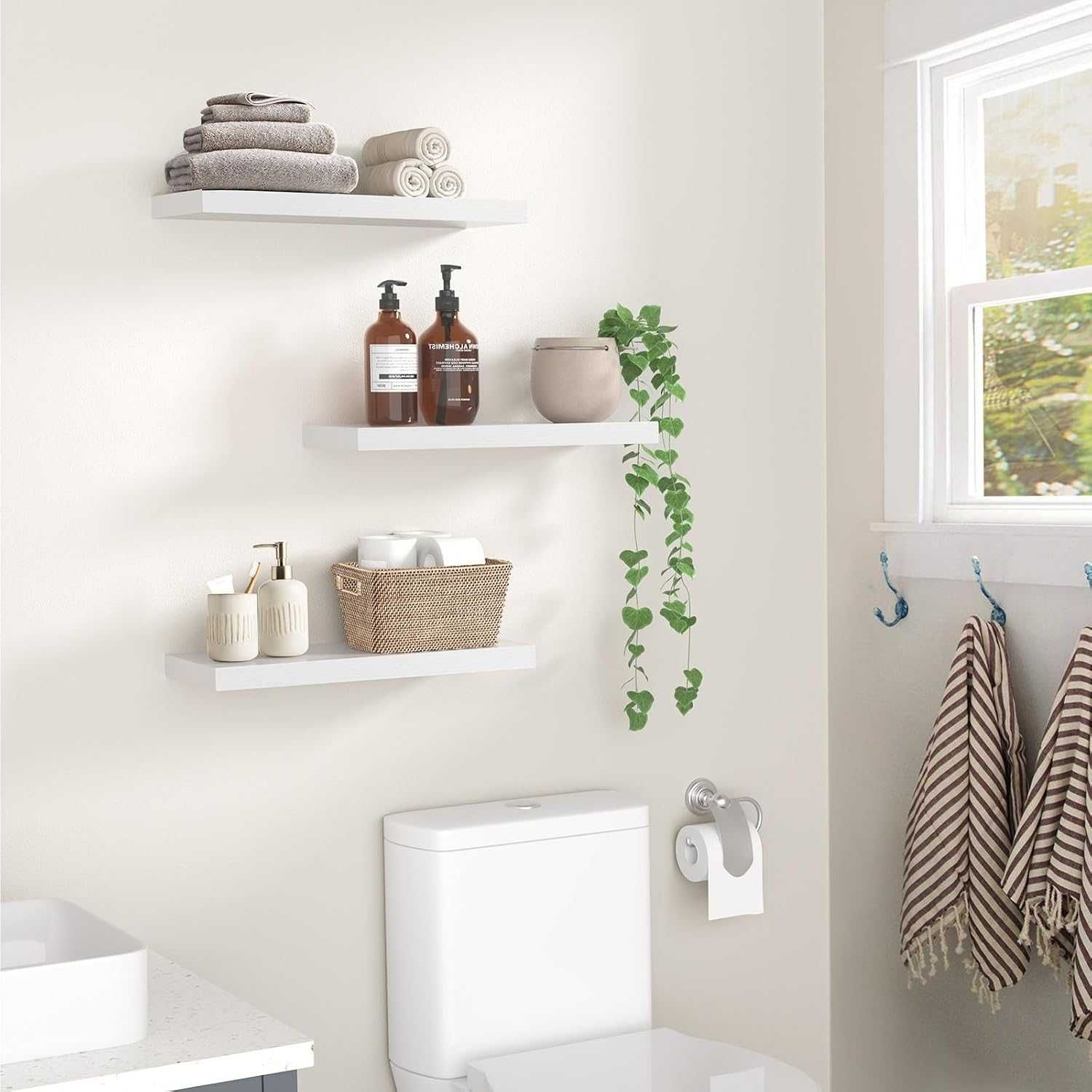 STOREMIC półka ścienna MDF 38 cm biała zestaw 3 szt. nowoczesna