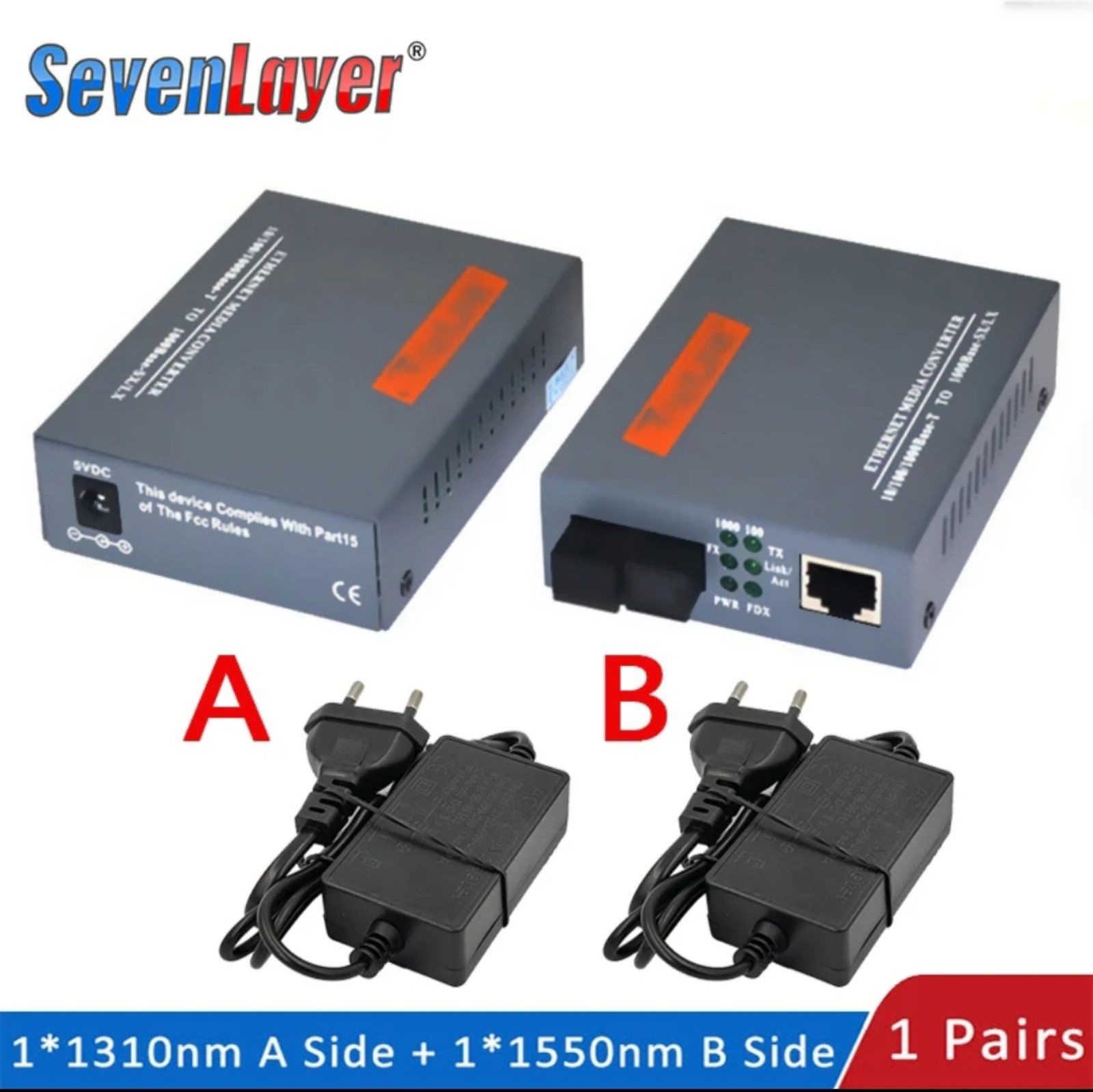 Медіаконвертер пари 1000 Mb. NetLink 1310+1550 одноволоконний SC 20k