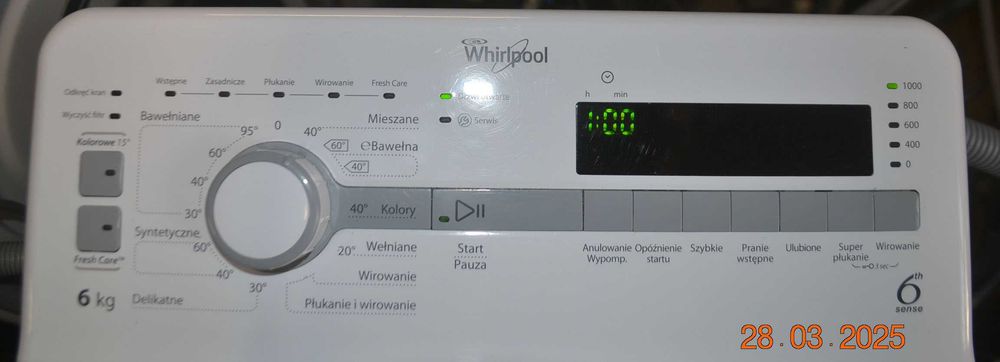 Pralka Whirlpool 1000obr. 6kg wsad od góry klAA Gwarancja Naprawa AGD