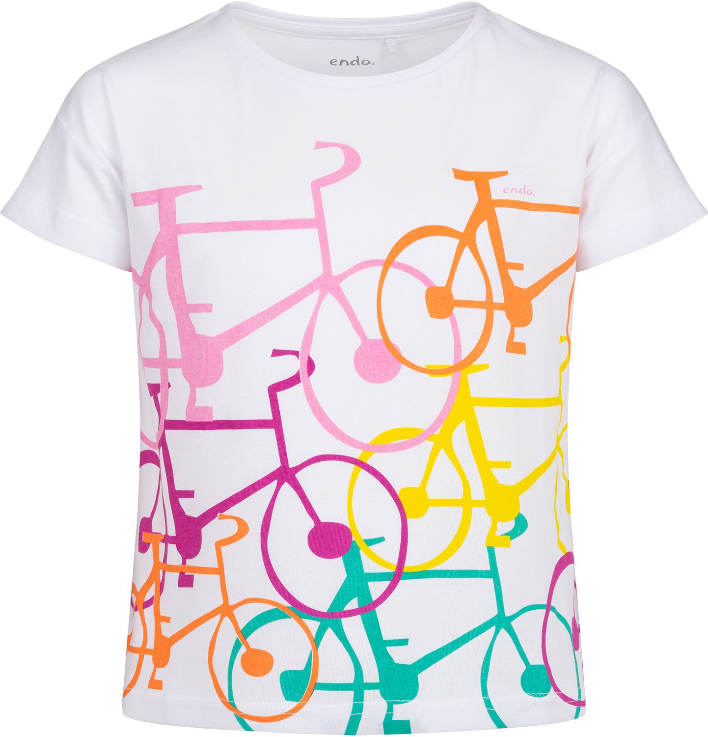 T-shirt koszulka Dziewczęcy 146 bawełniany z rowerami biały Endo