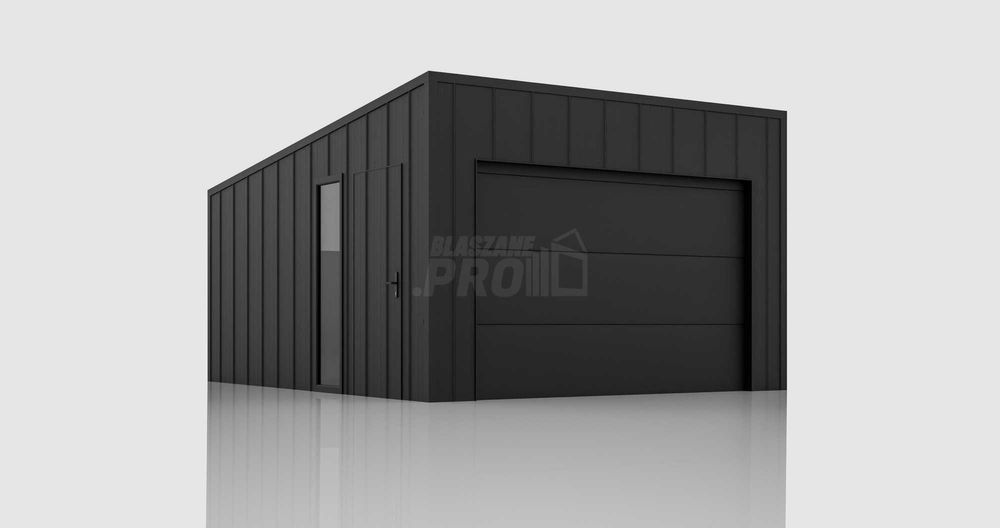 Garaż blaszany 4x6 - brama segmentowa  blacha na rąbek GP638