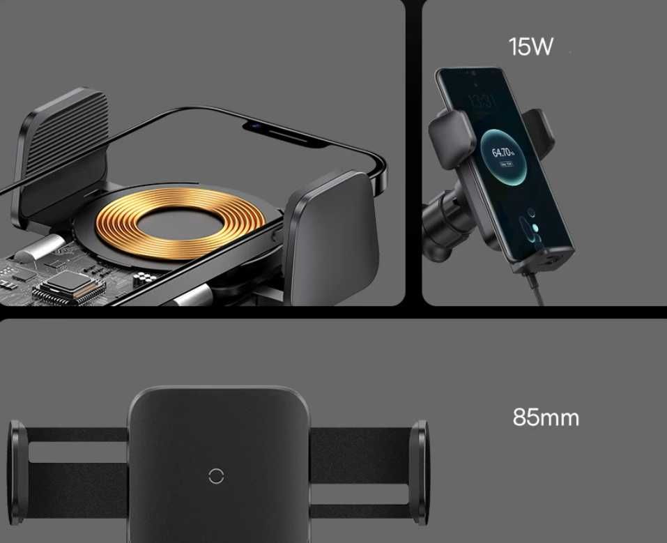 Ładowarka samochodowa indukcyjna Baseus 15W automatyczna Samsung Apple