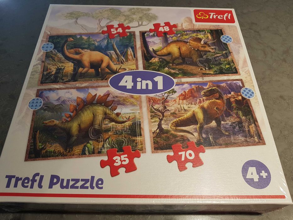 Puzzle Trefl 4 w 1 Ciekawe Dinozaury 4+ Nowe