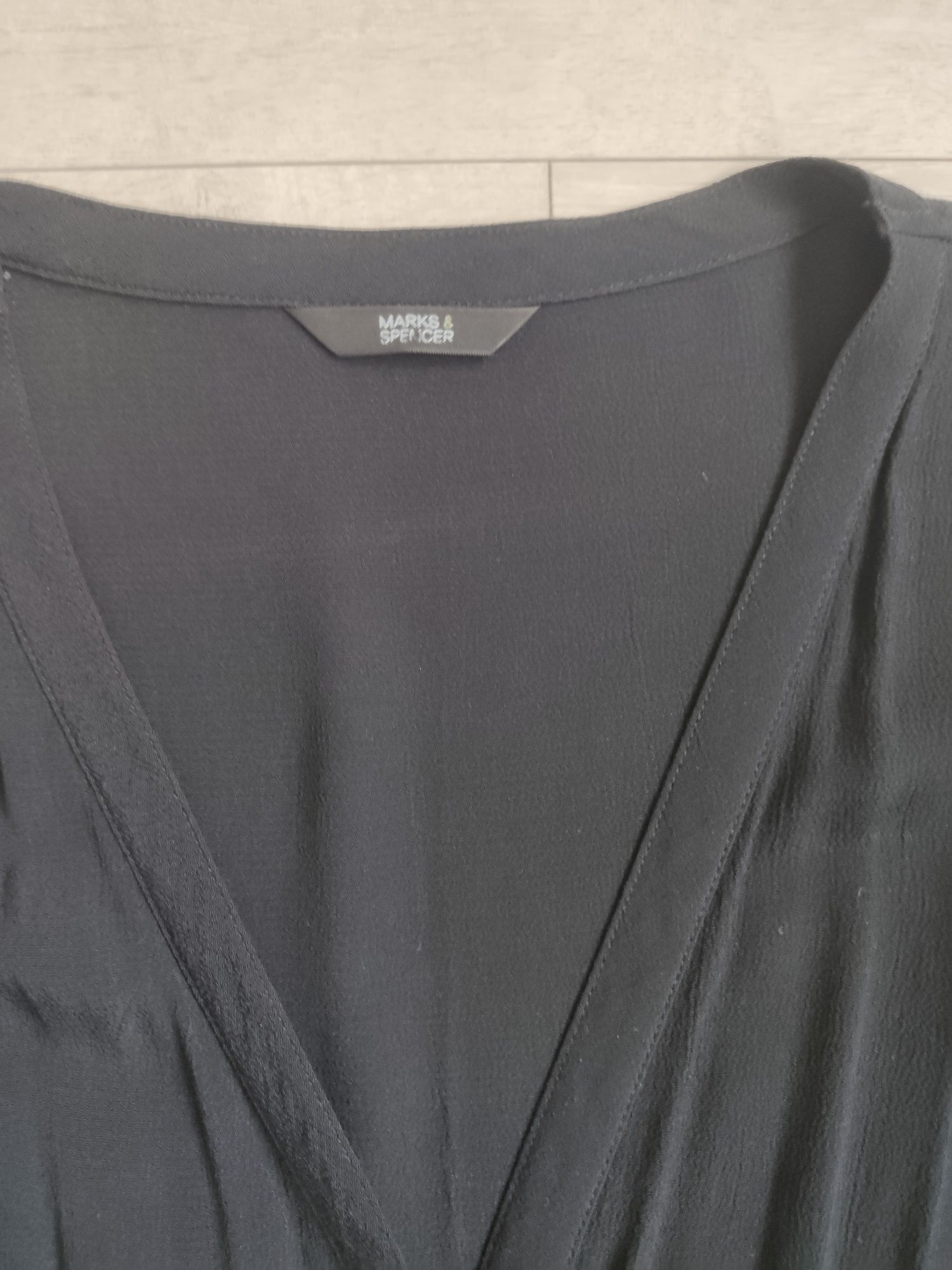 Tunika / bluzka / koszula, Marks & Spencer, czarna na guziki, rękaw 3/