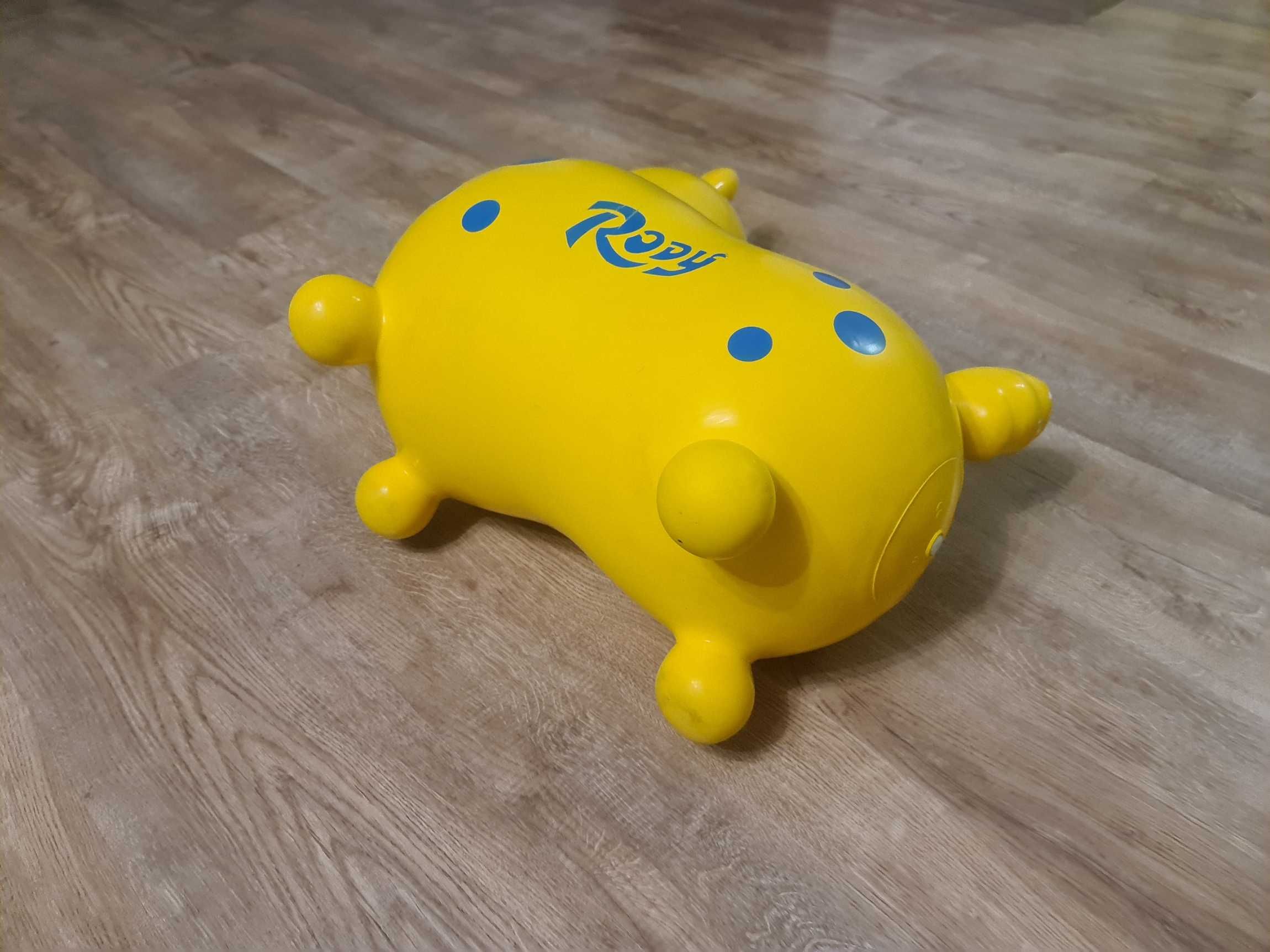 Dmuchany konik Rody + płozy/kołyska żółty