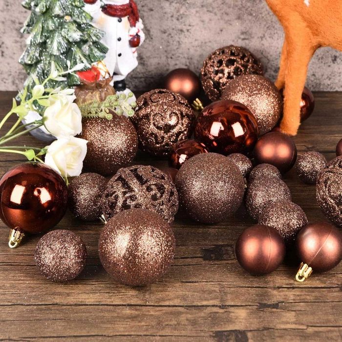 Bombki Choinkowe Zestaw XXL 101 szt Czerwone Wzory + Gwiazda 4 KOLORY