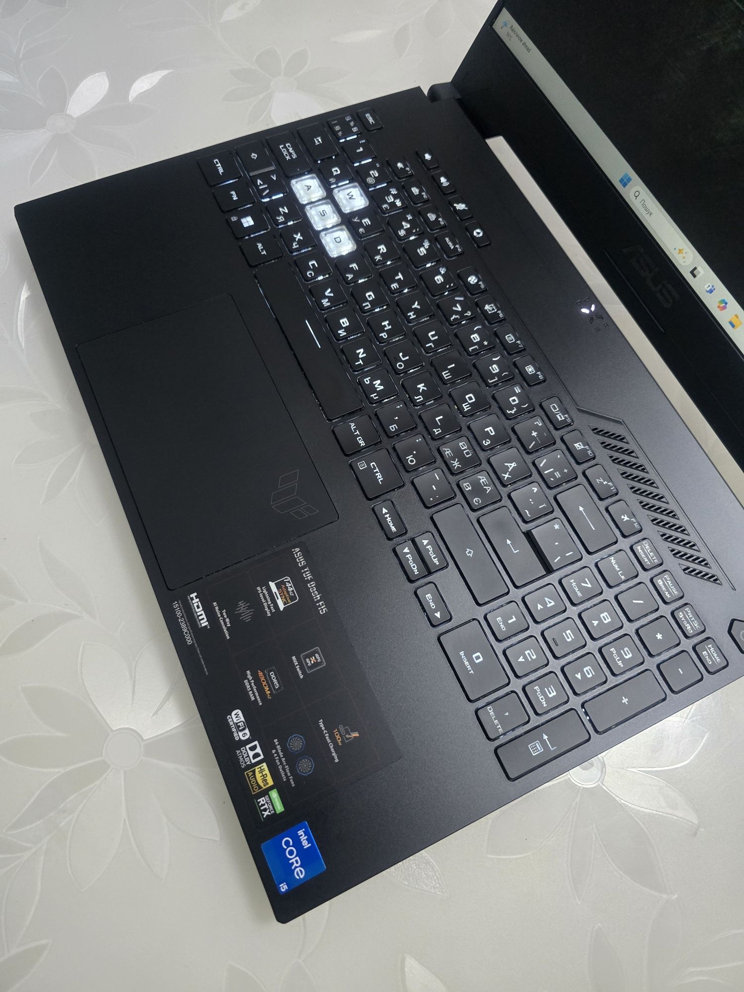 Asus TUF F15/144Hz/i5-12450H/DDR5:16GB/RTX 3050 Ti/SSD:512
