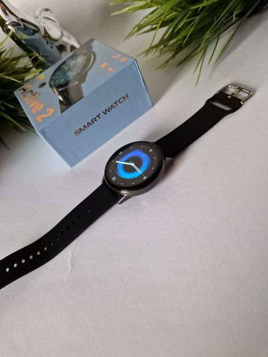 Smartwatch okrągły, czarny męski