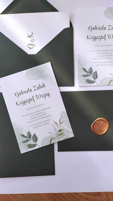 Zaproszenia ślubne + koperta (personalizowane)