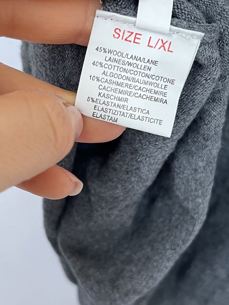 Dzianinowa sweterkowa szara sukienka porta fortuna L/XL