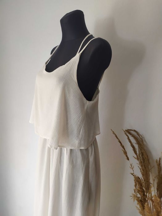 Esmara Sukienka maxi Biała Kremowa Na ramiączkach Hippie Boh 40