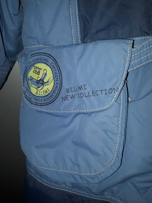 Зимова куртка-аляска з хутром на капюшоні, синього кольору, розмір 122